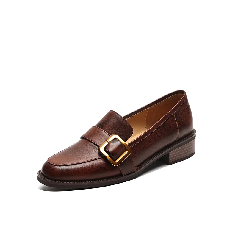 

2023 new spring autumn women pumps natural leather 22-25cm cowhide+pigskin full leather loafers Rub Color Retro women shoes
