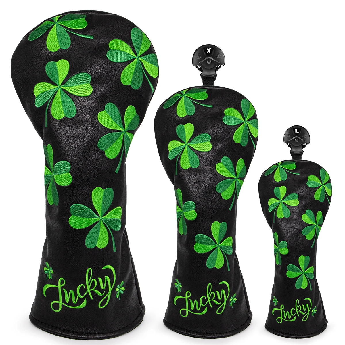 Golf headcovers premium leather lucky clover design