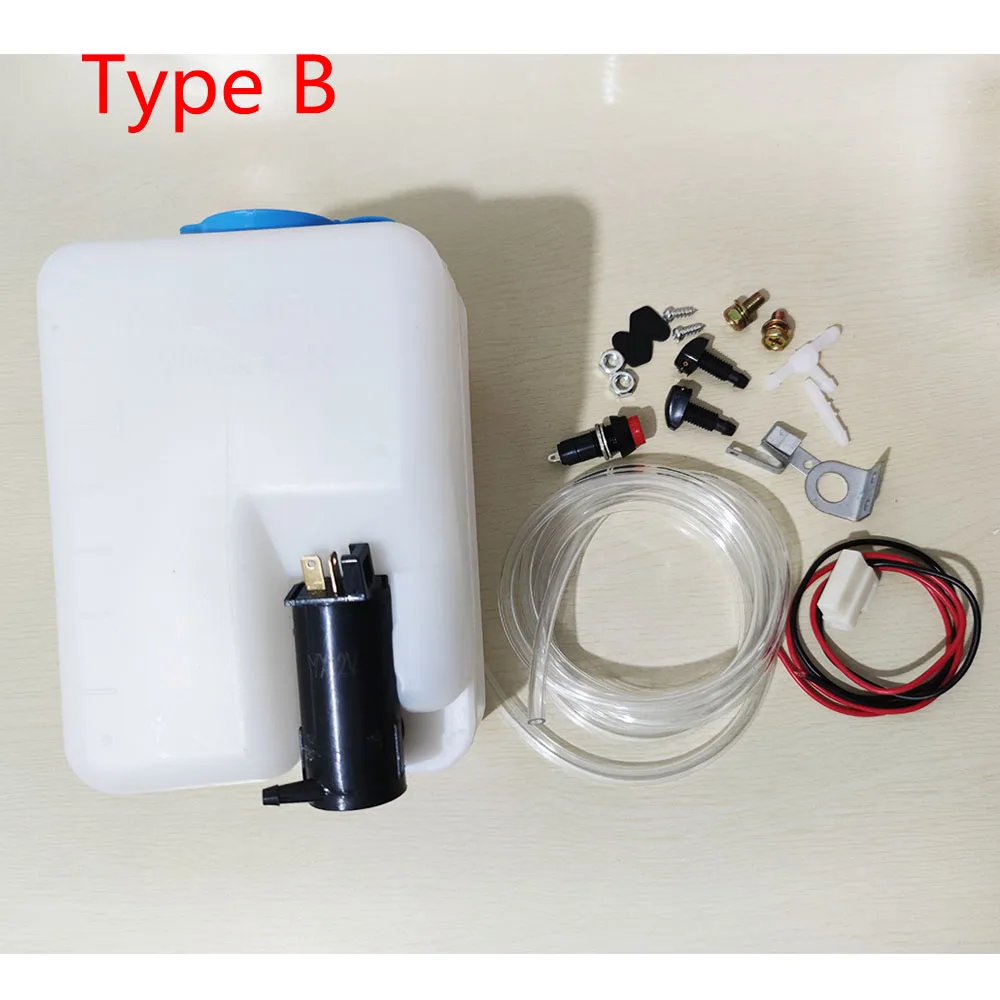 Windshield Cleaner Kit 12V Car Windshield Washer Bottle Kit Water Tank 1.5L Washer Reservoir Pump Bottle Kit Universal Windscreen Wiper Clean Tool