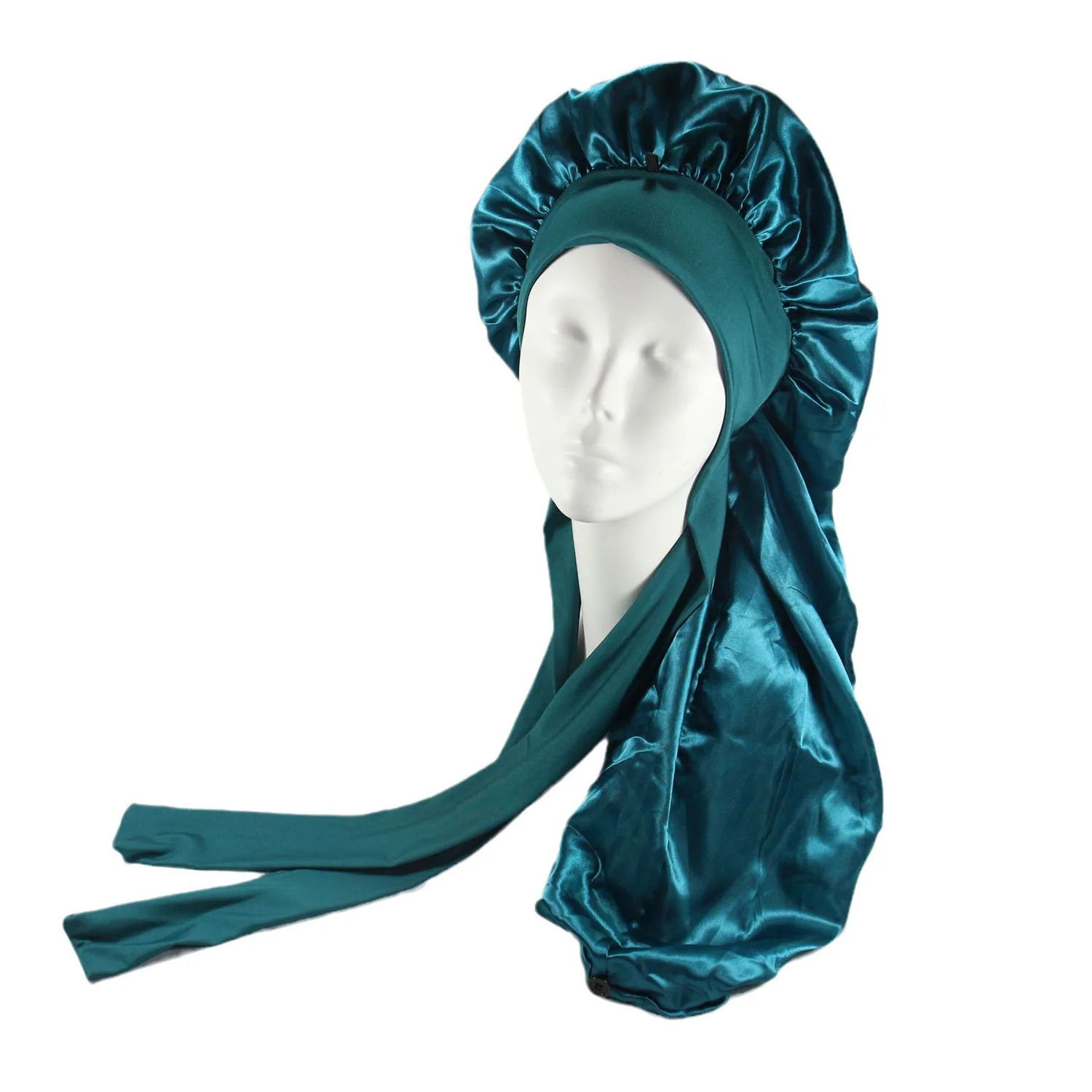 New Women Long Satin Bonnet Sleep Cap Silky Sleeping Cap with Wide Elastic Band Hair Care Curly Hair Natural Hair 4