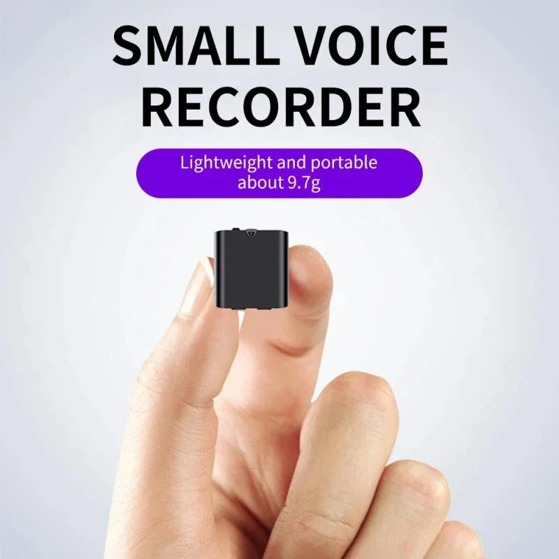 Vista frontale del mini registratore vocale