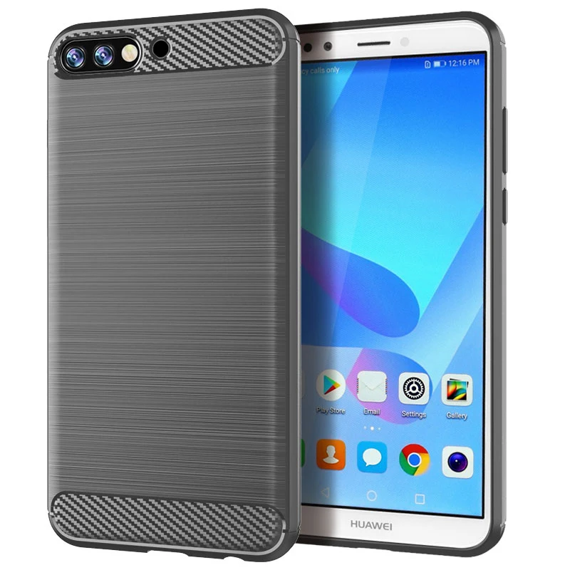 Matte Silicone Shockproof Carbon Fiber Soft Back Cover - Frosted Anti-Knock Case