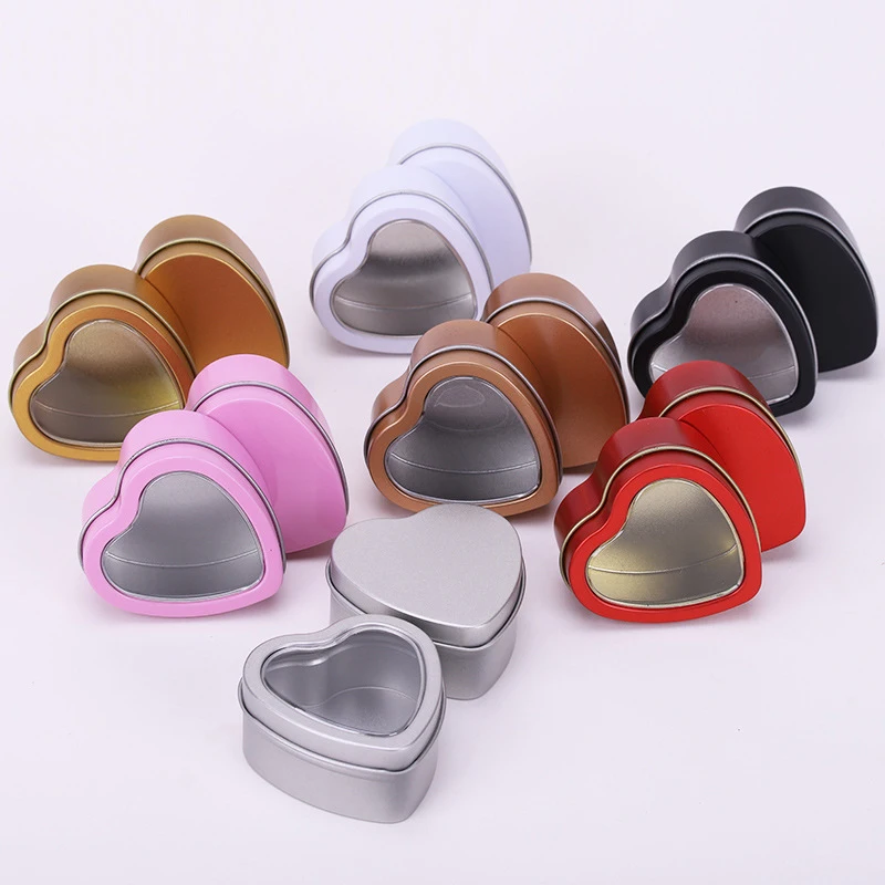 

Mini Heart-shaped Iron Box Cute Jewelry Box Multifunctional Tinplate Box Small Iron Box Solid Color Metal Storage Box