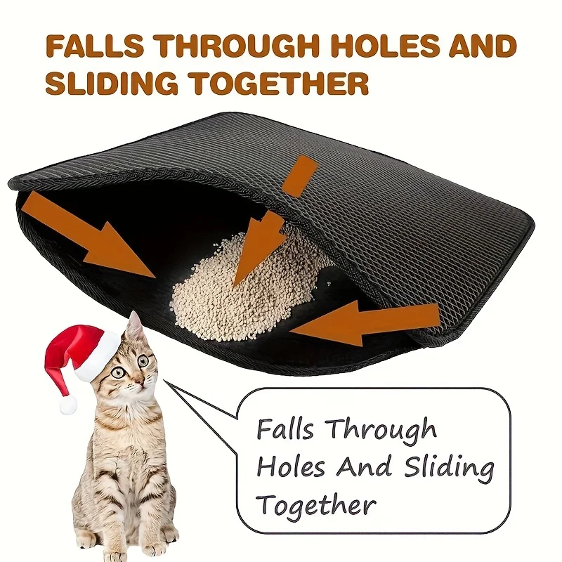 1pc, Cat Litter Mat, Cat Waterproof Litter Trapping Mat,Double Layer Filter Washable Non Slip Cat Mat For Cleaning, Pet Supplies 3