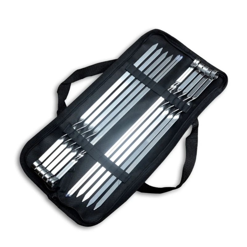 Set of 12 Stainless Steel Grilling Skewers Barbecue Skewers Outdoor Cooking Picnics