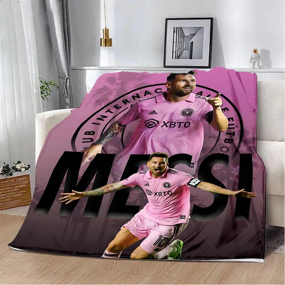 Football Miami Messi Printed Blanket for Bed Sofa Armchair Picnic Blankets Warm Blanket Comfortable Blanket Home Travel Birthday 2