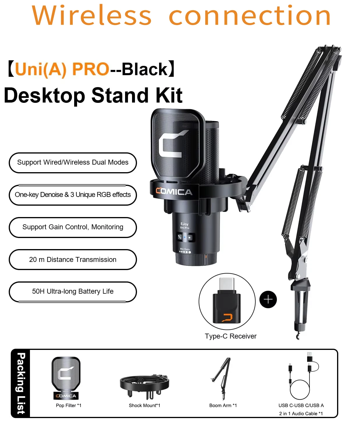 COMICA ワイヤレス USB コンデンサー マイク EJoy Uni Pro Amazon.com: COMICA EJoy Uni Pro Wireless Gaming USB