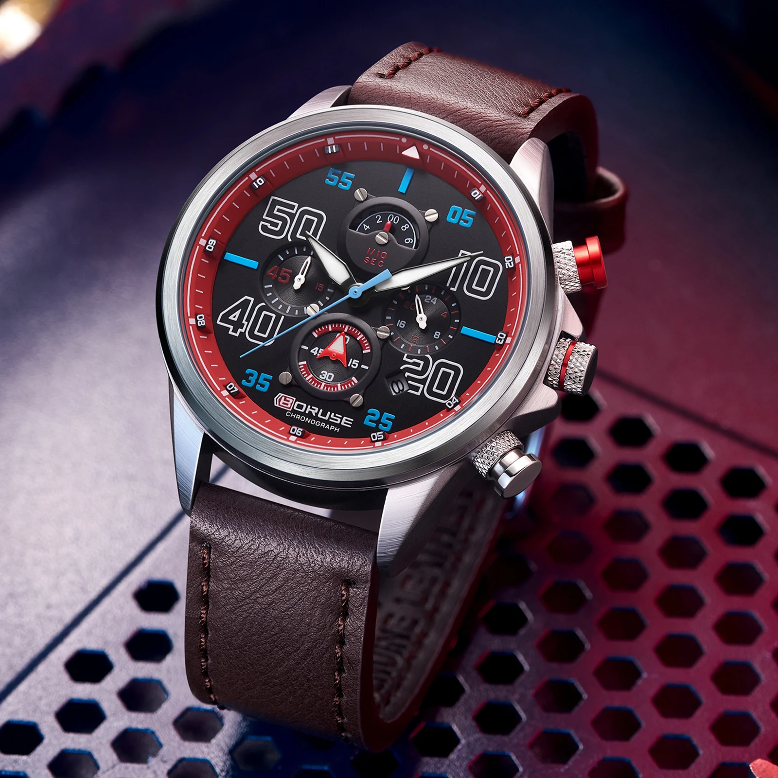 BORUSE Fashion Mens Watches Luxury Men Wrist Watch Leather Quartz Watch Sports Waterproof Luminous Male Clock With Box