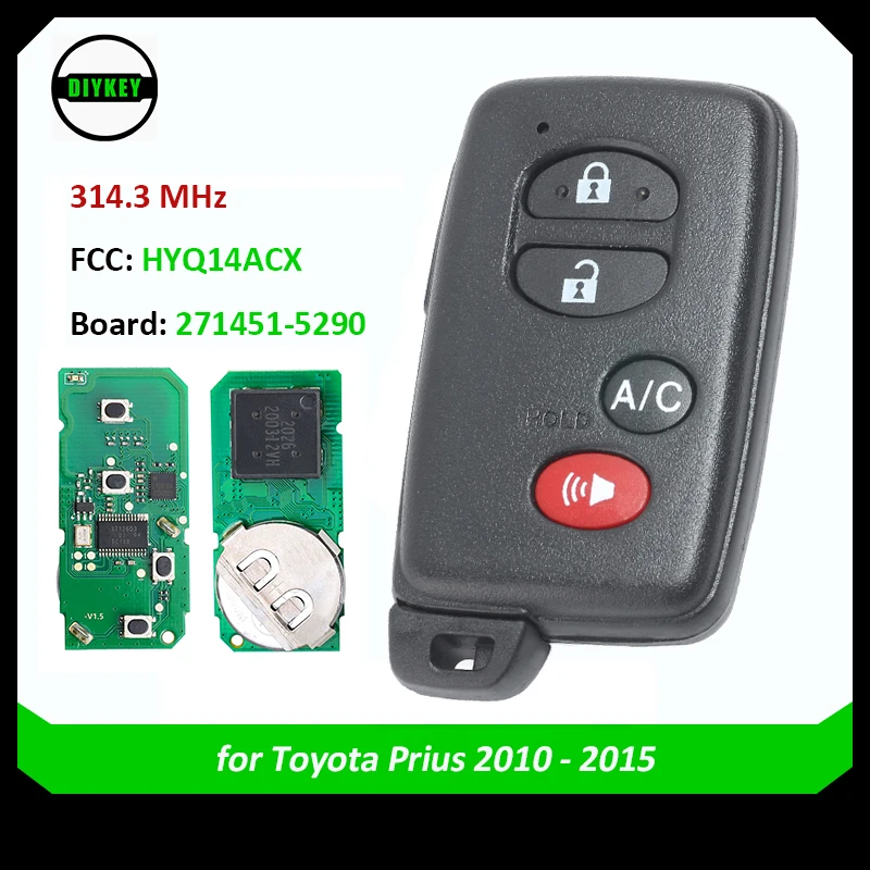 DIYKEY 271451-5290 FCC: HYQ14ACX for Toyota Prius 2010 2011 2012 2013 2014 2015 Smart Keyless Remote Key Fob 4 Button 314.3MHz spark plug wires