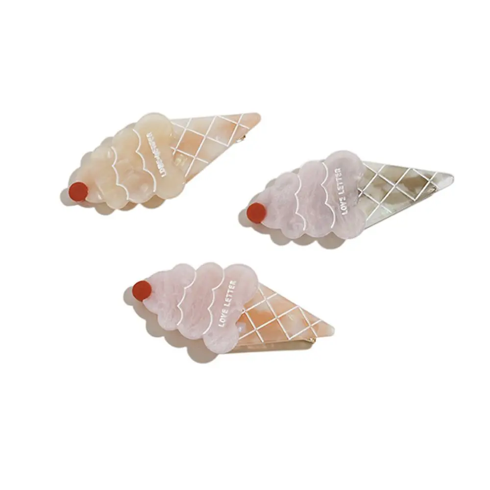

Acetic Acid Marble Duckbill Clip Temperament Korean Style Hairpin Ice Cream Hair Clip Sweet Side Clip Women Hair Accessories