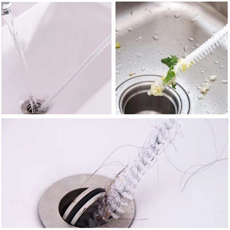 71cm Pipe Cleaning Brushes Home Snake Hair Removal Drain Sink Brush Cleaner  Tool