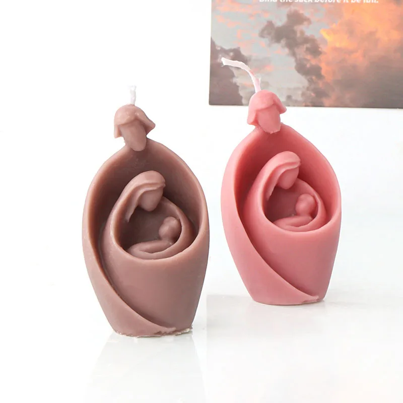 3D Mom Holding Baby Candle Silicone Mold Virgin Mary's Family Abstract Craft Gypsum Candle Mould Resin Casting Mold Decor Gifts silicone mold silicone candle mold aromatherapy candle mold silicone candle molds candle mold