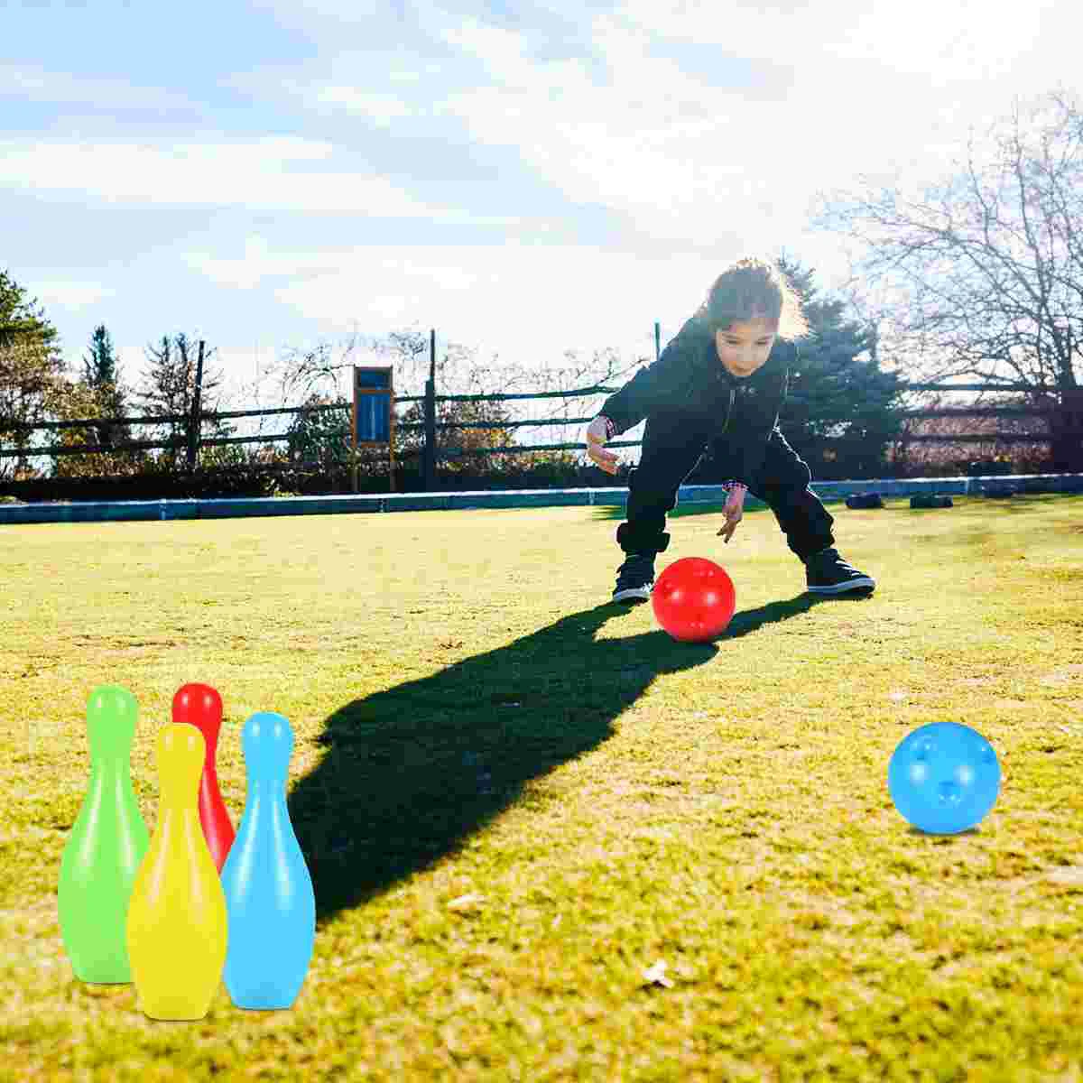 Plastic safe bowling set kids toys family game fun activities sports skittle kit children play indoor recreation toy for girls