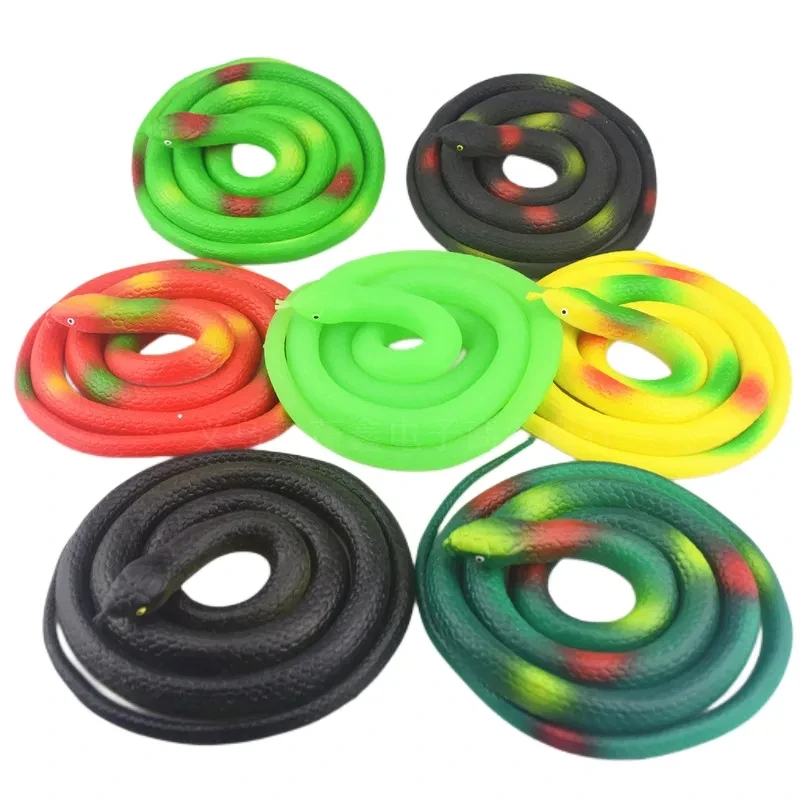 Soft Rubber Toy Snake Black Simulation Snake Realistic Halloween Garden Prank 80cm Prop Fake Scary Intimidating Prank Toy rubber snake toy