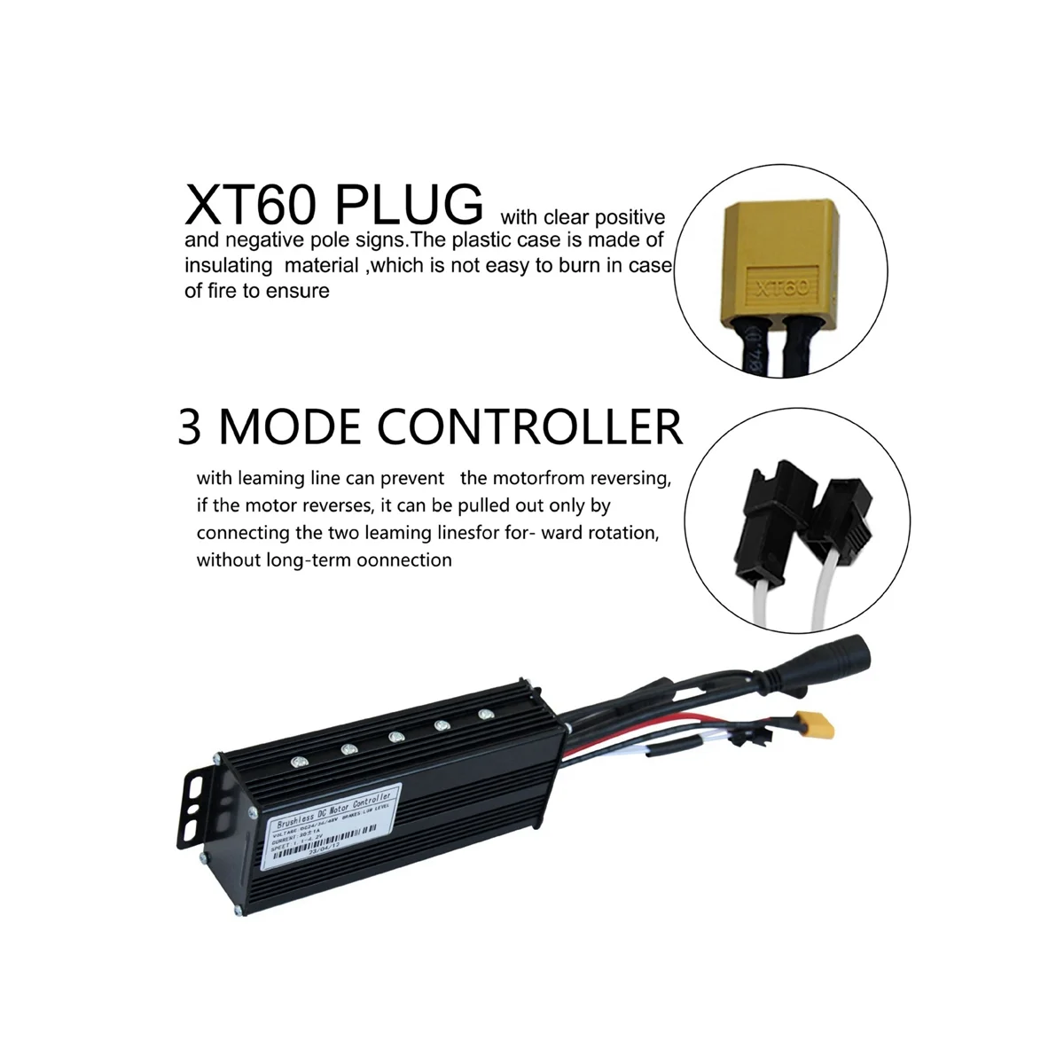 

30A Three-Mode Sine Wave Ebike Controller for 36V 48V 750W1000W Electric Bicycle Motor Lithium Battery Modification Part