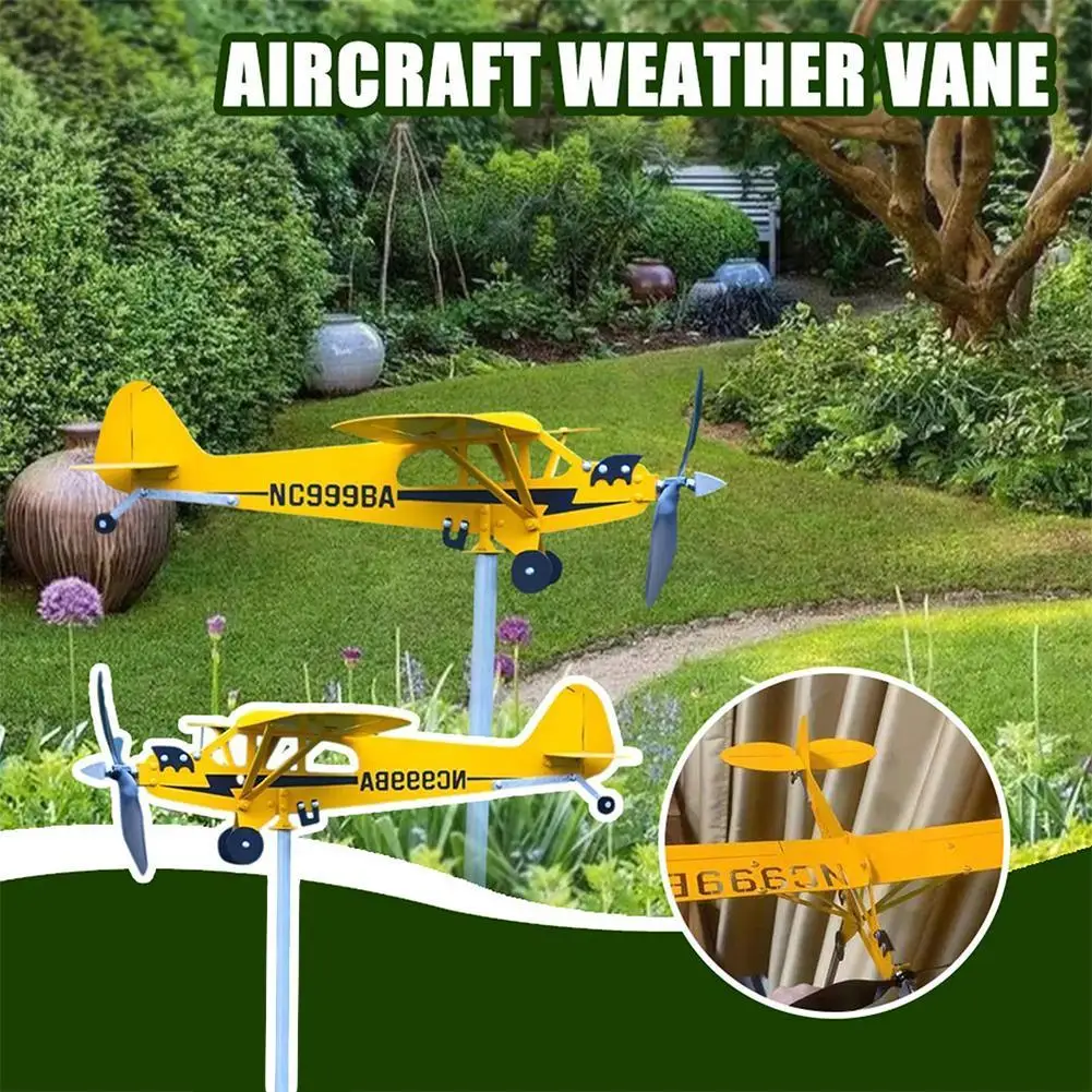 3DPlaneGardenWeatherVanePlugDecorAnticorrosionMetalAirplane