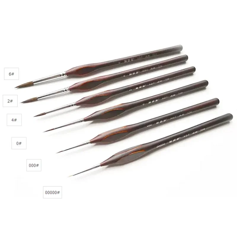 00000#~6# Pointed Painting Brush Outline Pen Combo for Model Building Military Model DIY 6pieces /lot,model tools