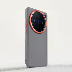 Coque de téléphone en cuir à succion magnétique élégante avec coque arrière en métal pour objectif
