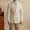 Gentry Men's Linen Blended Casual Double-breasted Suit Retro Commuter Slim-fit Six-button One-suit 6