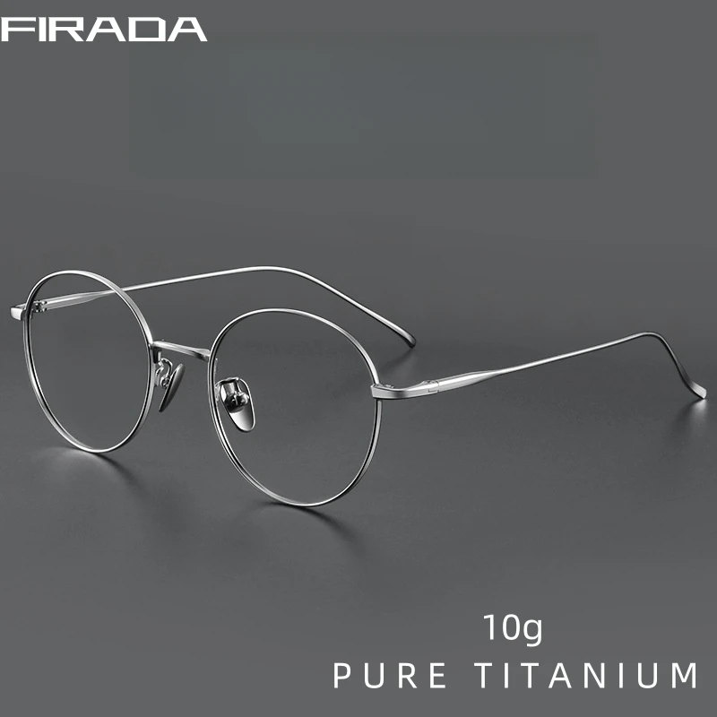 Eyeglasses Frames FIRADA Vintage Comfortable Eyeglasses Fashion Round Pure Titanium Eyewear Luxury Prescription Glasses Frame For Men Women ST1644