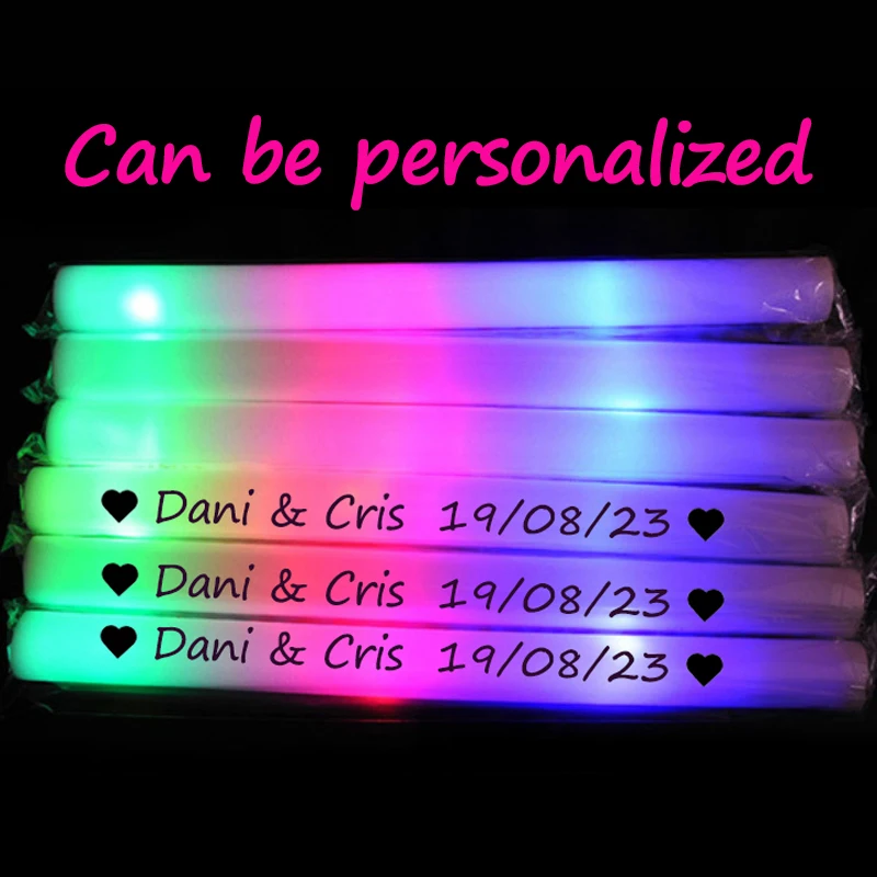 12/15/30/60Pcs Glow Sticks Bulk Colorful RGB LED Glow Foam Stick Cheer Tube Dark Light for Xmas Birthday Wedding Party Supplies