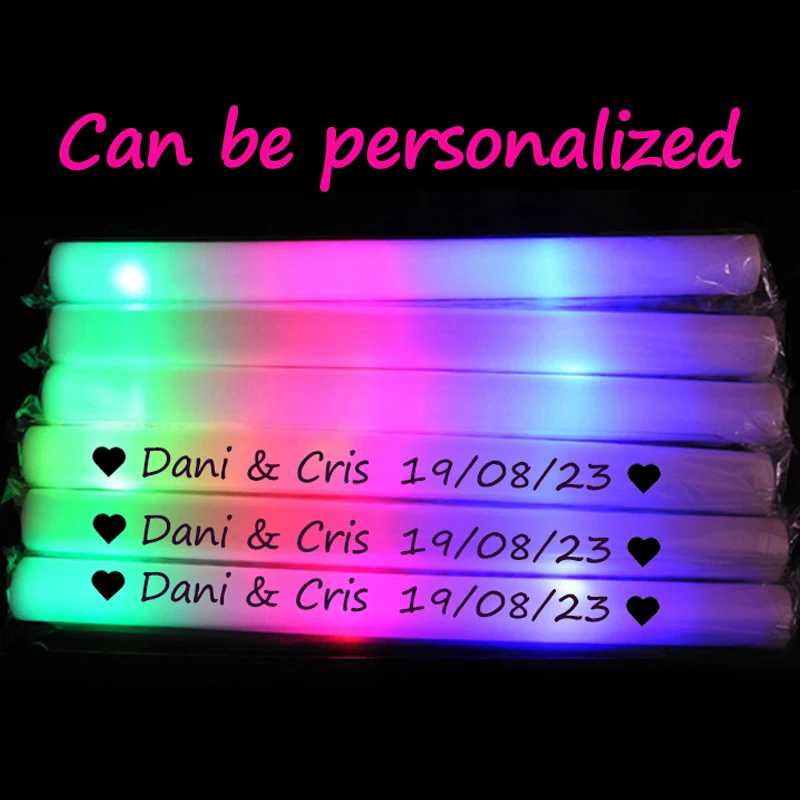 LED Glow Sticks Bulk Colorful RGB Luminous Foam Stick Cheer Tube Dark Light  for Xmas Birthday Wedding