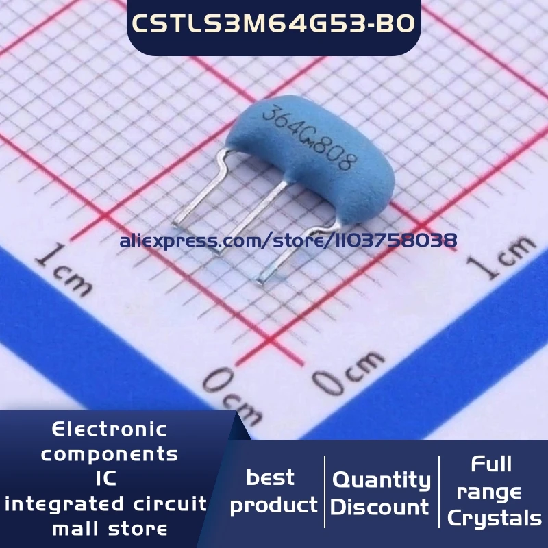 100 개/몫 CSTLS3M64G53-B0 3.64MHZ 15PF 세라믹 수정 발진기 공진기 SIP-3 2.5mm 재고 있음