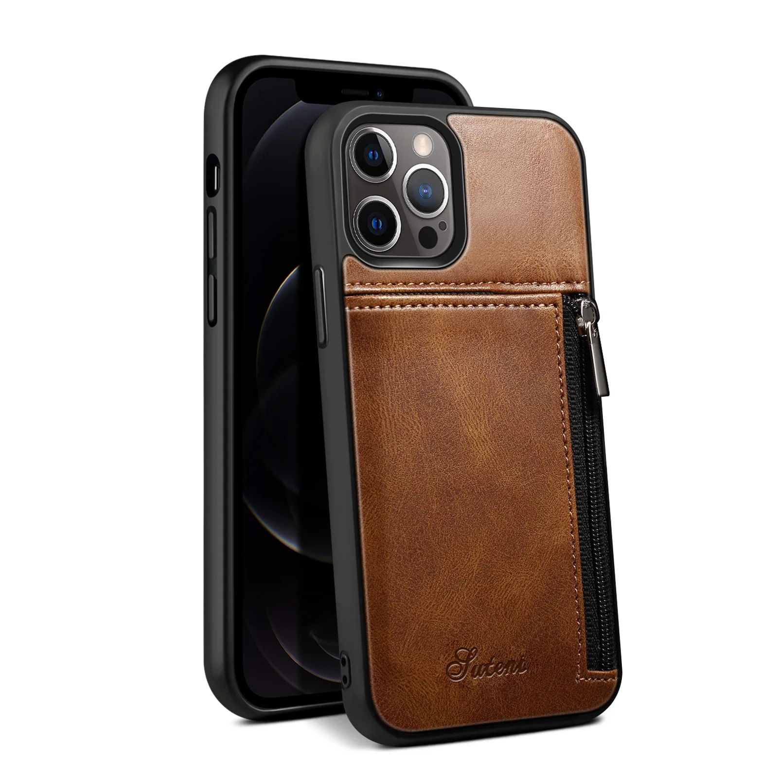 arm pouch for phone Handmade Retro Leather Wallet Phone Case with Zipper Card Holder for IPhone 13 Pro Max 12/12pro Protection Shell Soft Cover floating waterproof phone case Cases & Covers