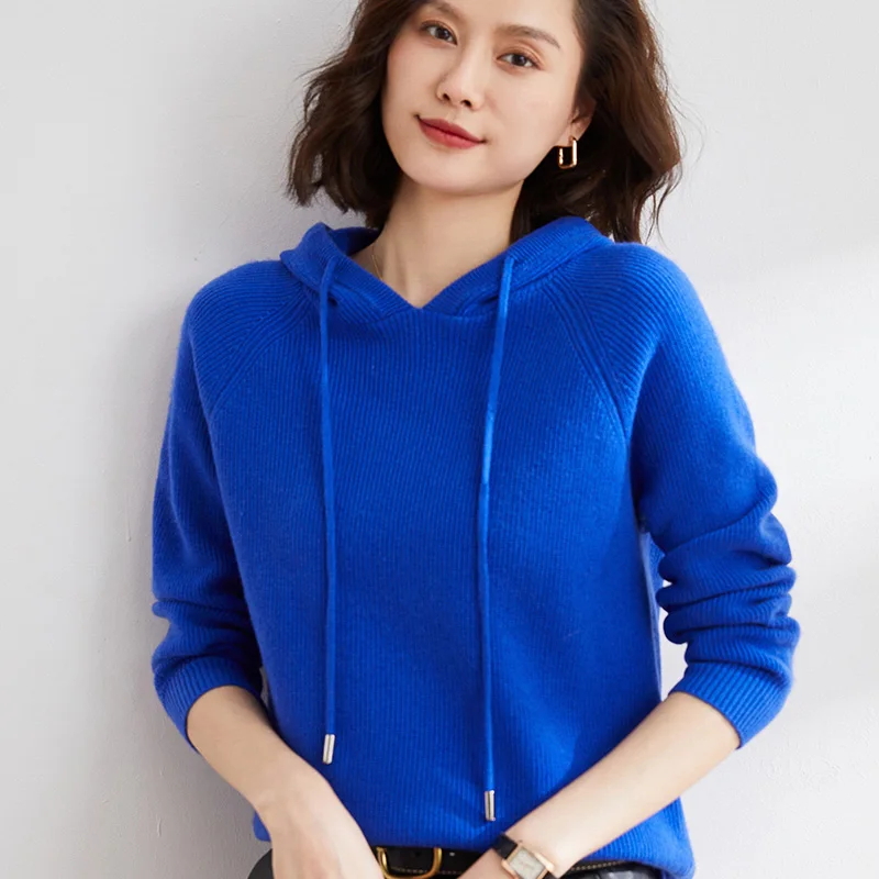 Spring And Autumn Cashmere Sweater Hoodie Women's Pullover Knitted