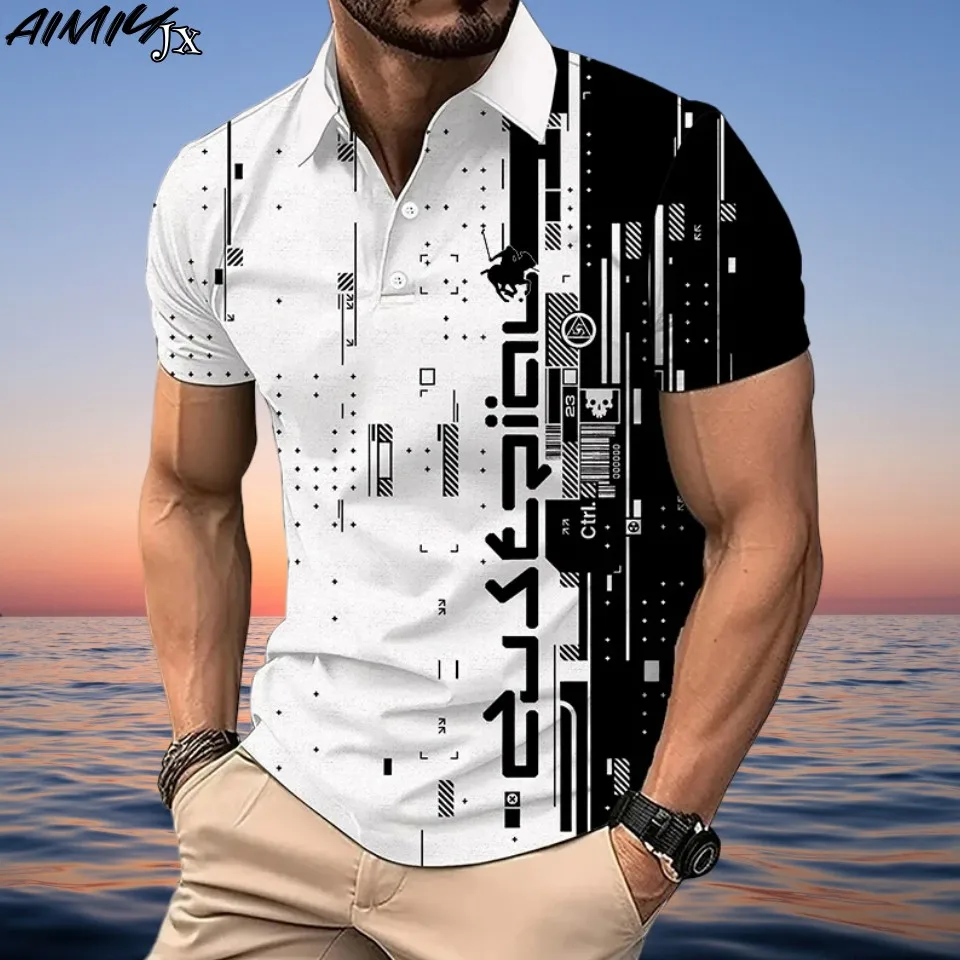 Men's New T-shirt Classic Short sleeved Polo Shirt Summer