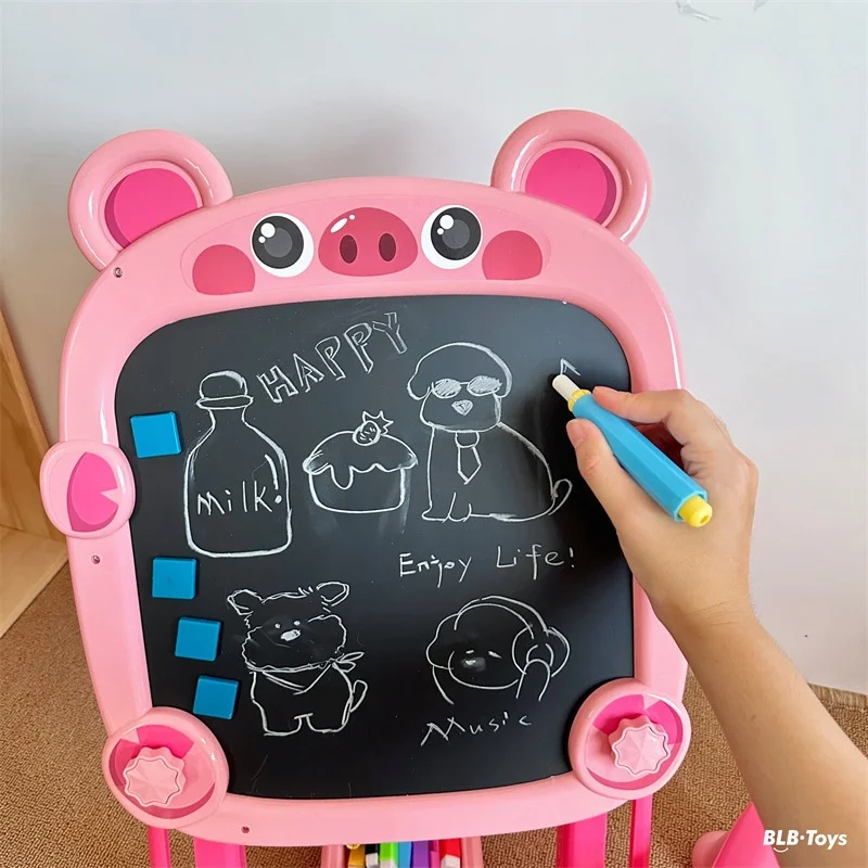 Blb Toys 접이식 양면 이젤 자석 화이트보드 칠판 다기능 쓰기 낙서 그림판 아트 키트
