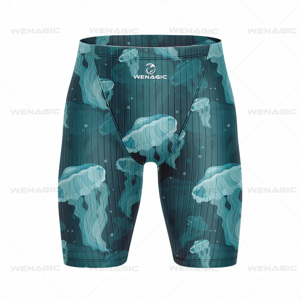 New Men Swim Jammer Swimming Trunks Professional Swim Surf Trunks Summer Beach Lycra Quick Dry Uv Protection Gym Tights Shorts
