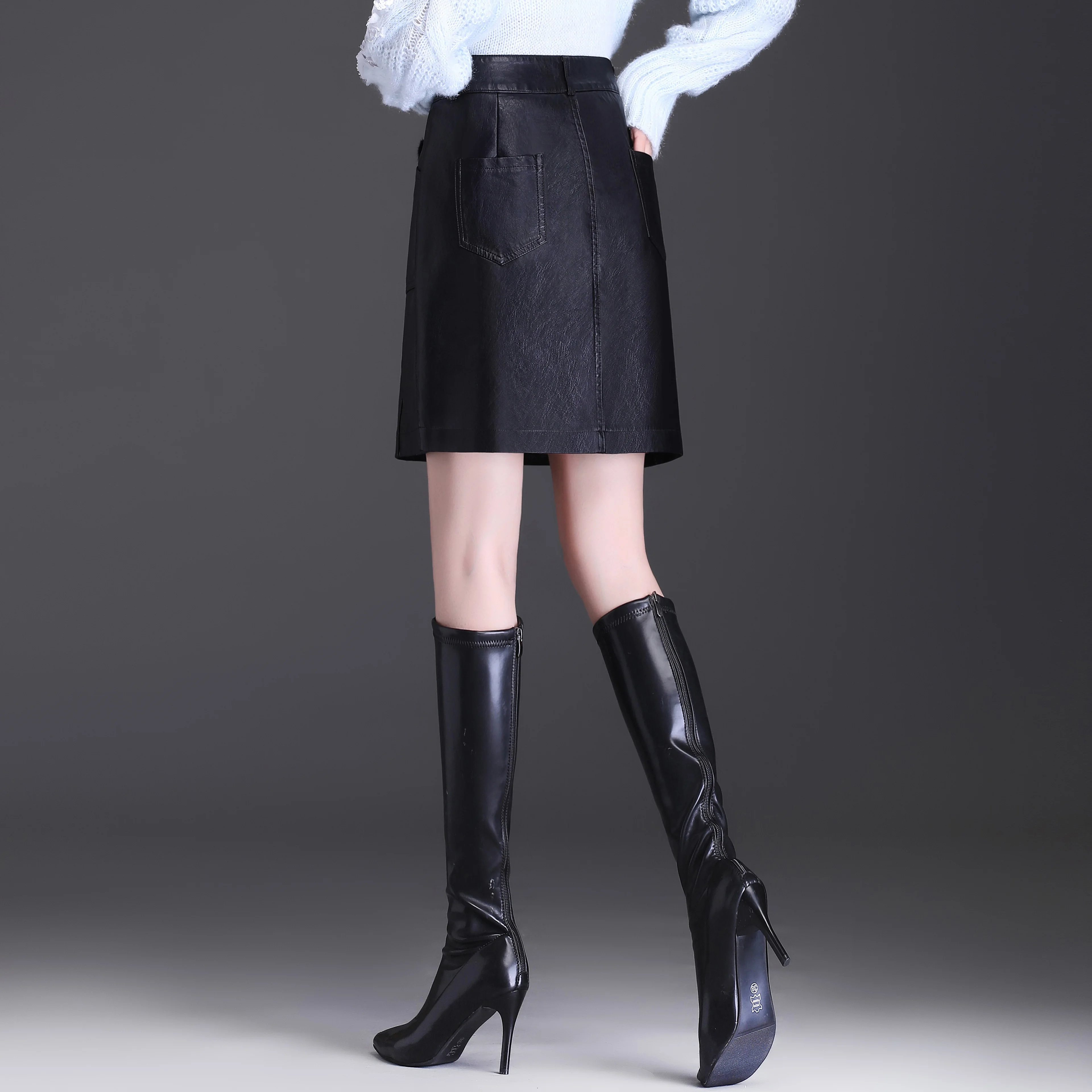 Women Sex Pu Leather Mini Skirt Autumn Winter Lady Fashion y2K Skirt Black Pu Skirt Show Thin All-match Skirt