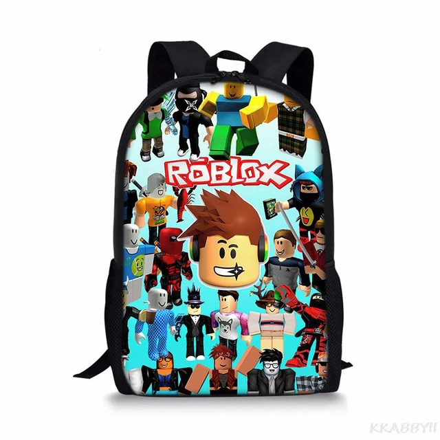 Roblox-Mochila de Impressão Cartoon para Estudante Masculino e