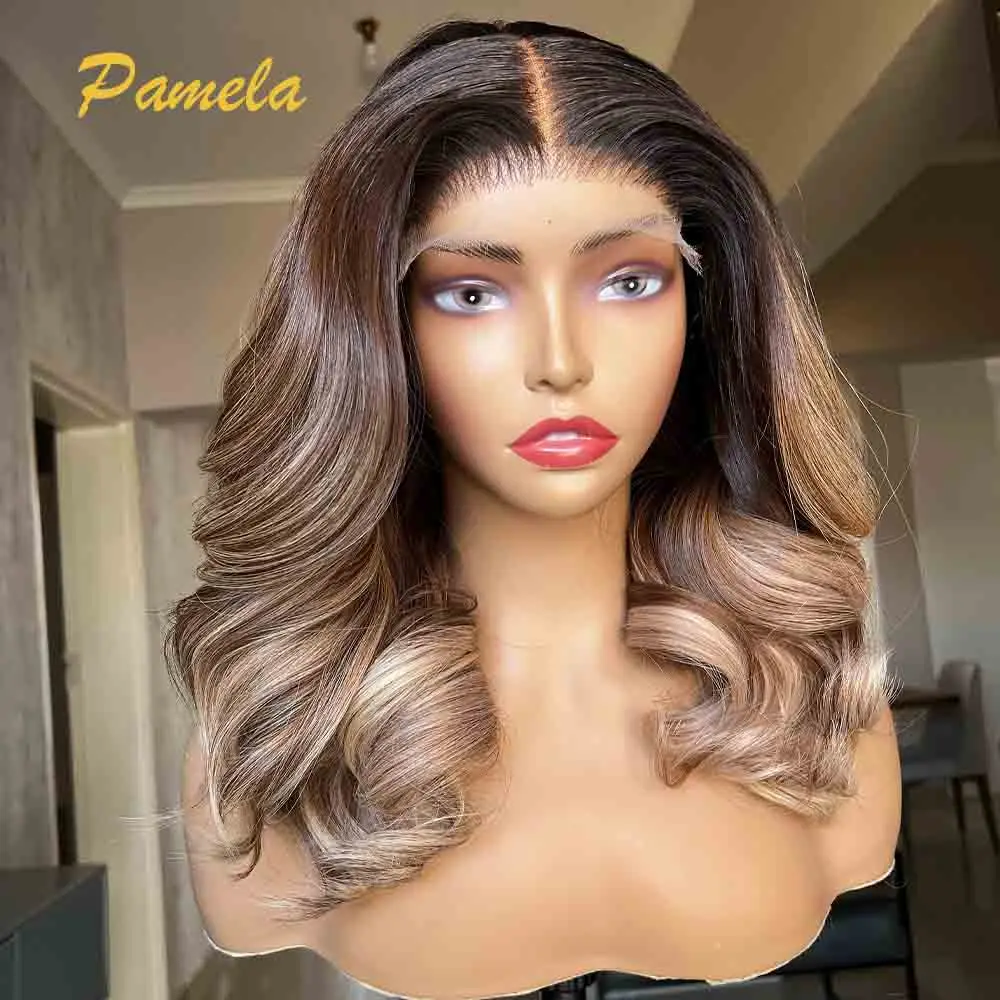 Super Double Drawn Honey Blonde Glueless Wig Human Hair Ready To Go Body Wave 250% Density 13x4 HD Transparent Lace Frontal Wigs