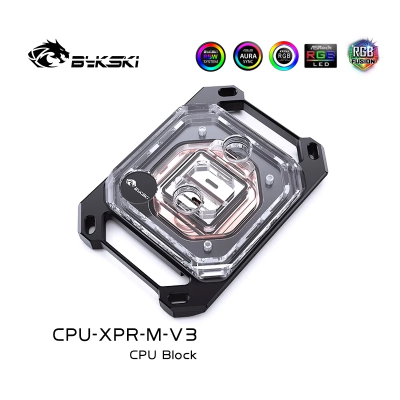 Bykski CPU 블록, POM 아크릴 금속 CPU 쿨러, 인텔 LGA 115X,1200,2011,1700,AMD,AM3,AM4 쿨러, 5V CPU-XPR-I M-V3