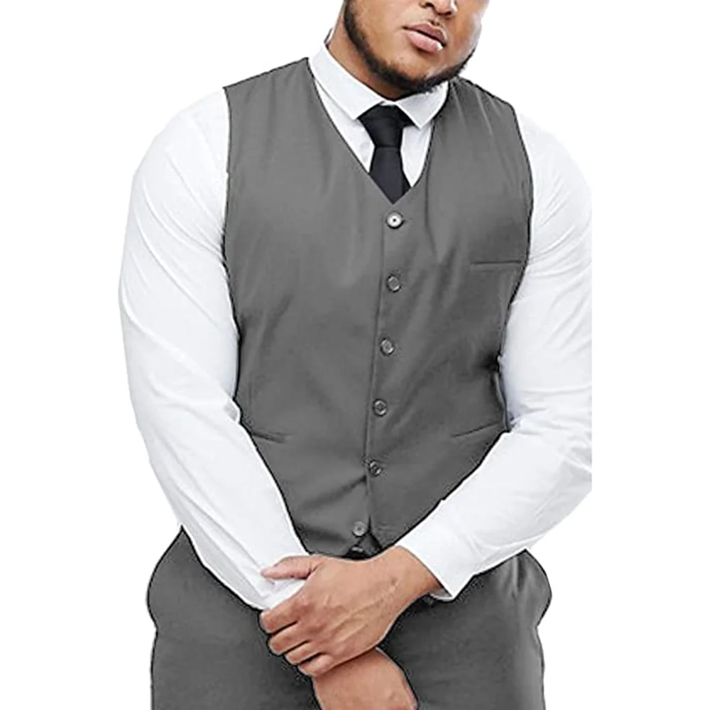 

Vest Pants Set for Men 2 Piece Slim Fit Big And Tall Single Breasted Waistcoat with Long Pants Formal Business Male Sets
