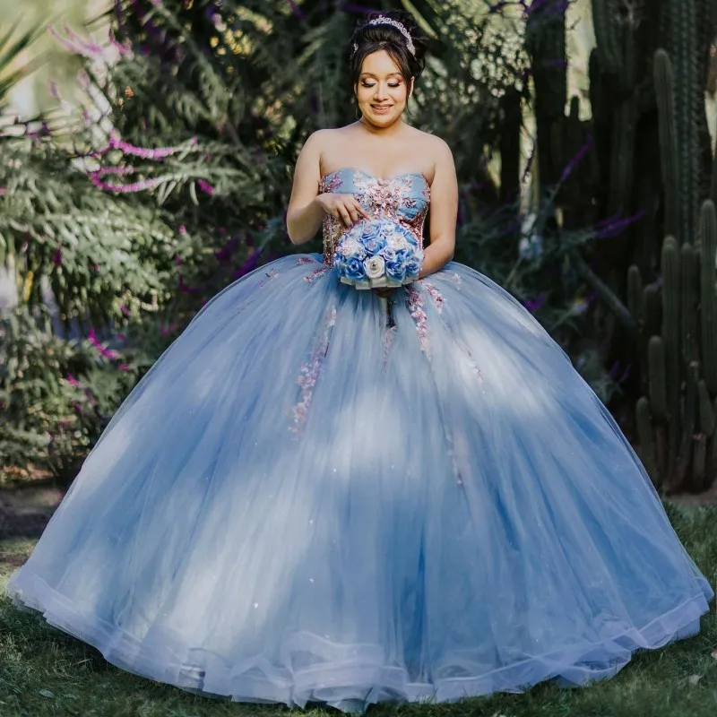 

Doymeny Quinceanera Dress Off Shoulder Tull Beading Floral Appliqué Vestidos De Sweet 15 Anos Formal Birthday