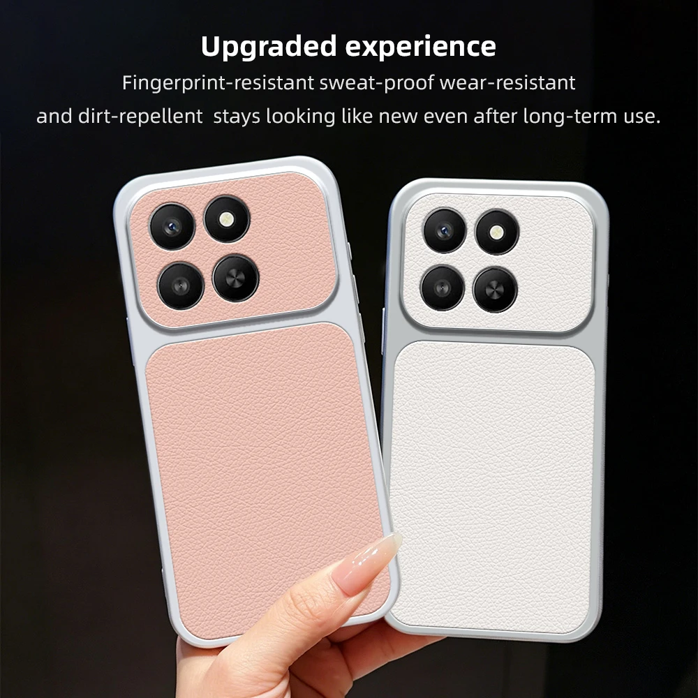 Luxury Leather Texture Anti-Slip Shockproof Phone Case with Camera Protection