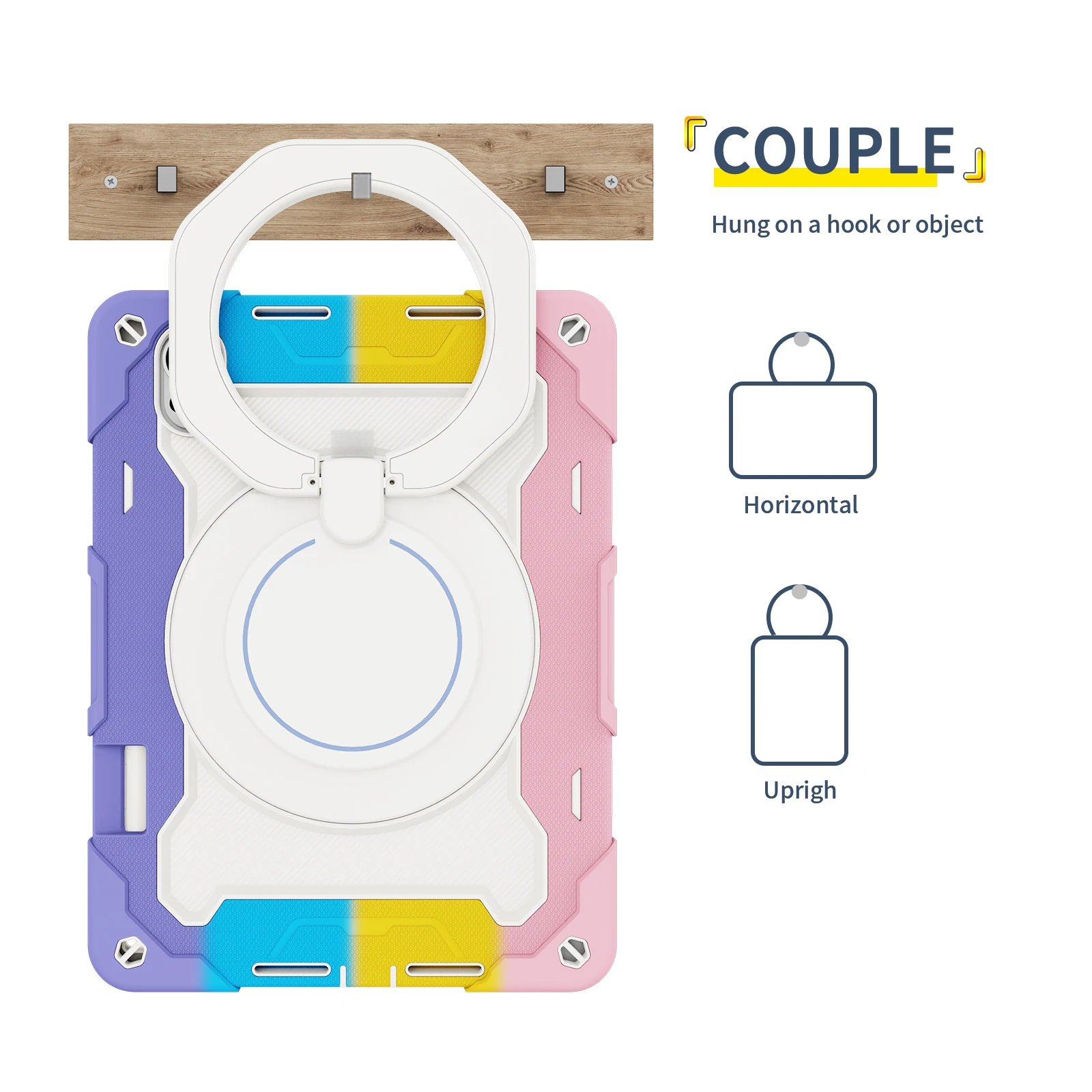 Heavy Duty Shockproof Armor Stand Case with Rotating Handle Grip