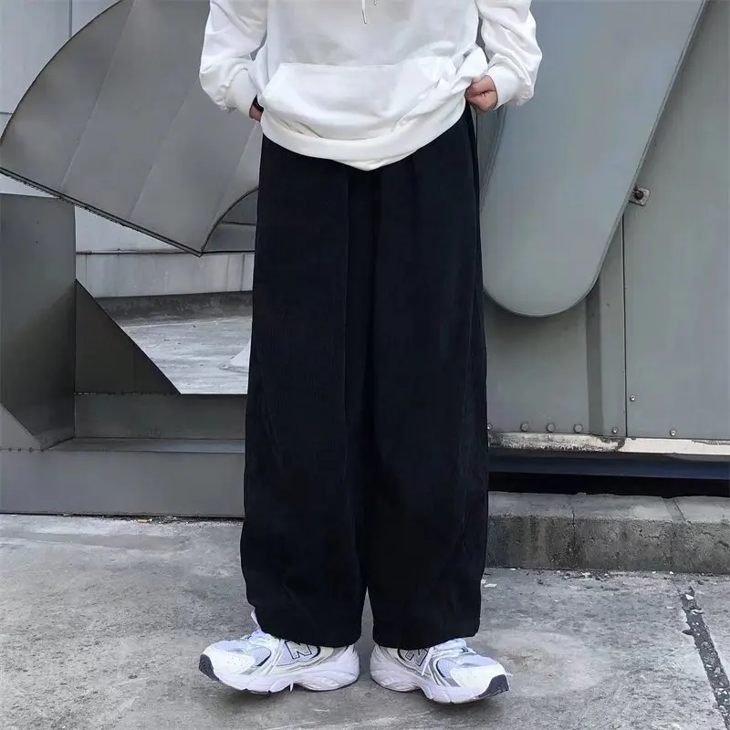 Pants Men Casual Retro Harajuku Ins Fashion High Street Ulzzang Baggy All-match Corduroy Youngster College Unisex Pantalones wide leg sweatpants,wide leg pants