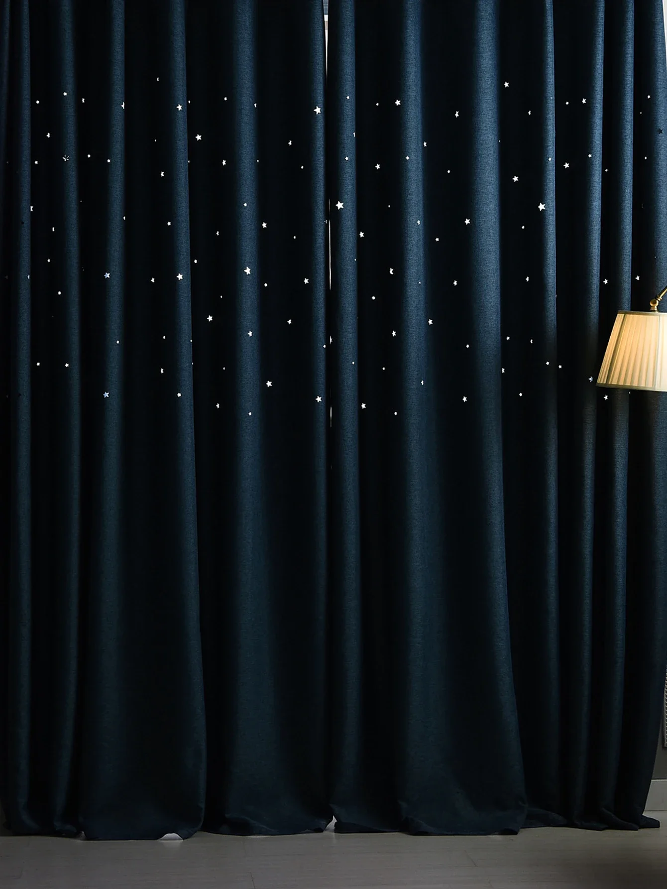 1PC Light Luxury Modern Black Night Hollowed Out Star Fashionable Curtains 2