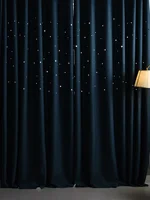 1PC Light Luxury Modern Black Night Hollowed Out Star Fashionable Curtains 2