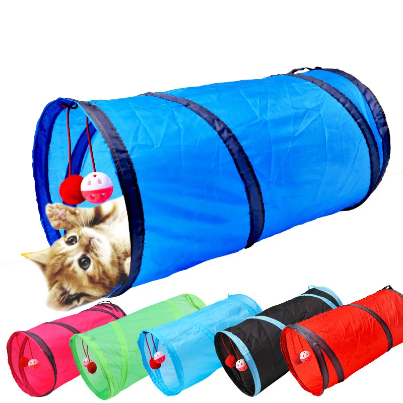 

Cat Tunnel Toy Funny Pet 2 Holes Play Tubes Balls Collapsible Crinkle Kitten Toys Puppy Rabbit Playing Tunnel Tubes