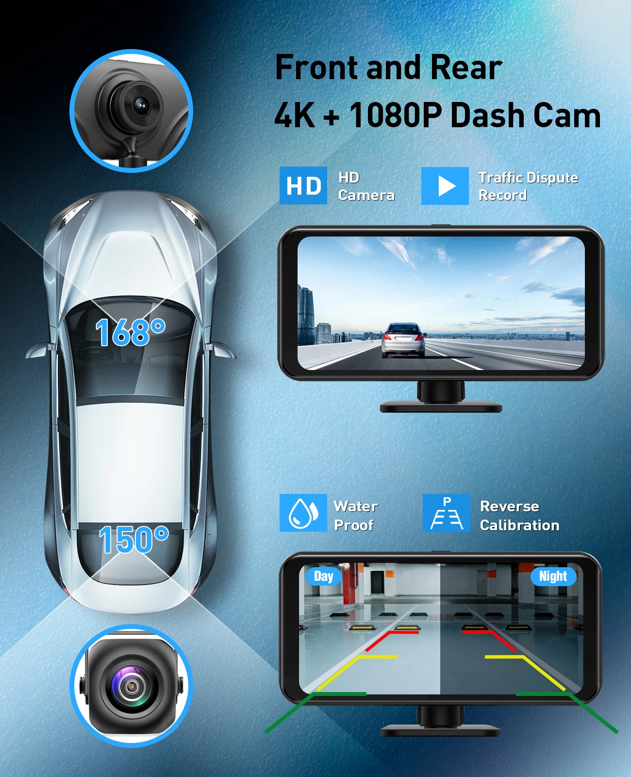 울트라 자동차 미러 비디오 플레이어, 4k 대시 카메라, 무선 카플레이, 안드로이드 자동차 모니터, 멀티미디어 후방 카메라 액세서리 