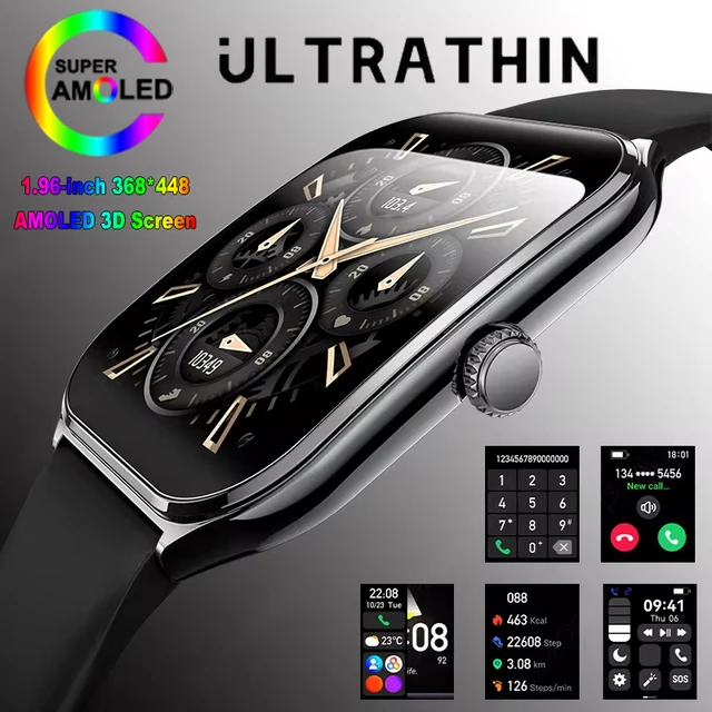 New For OPPO Ultra Thin Smart Watch Men AMOLED HD Screen Always Show Time Heart Rate Bluetooth Call Sports Waterproof Smartwatch