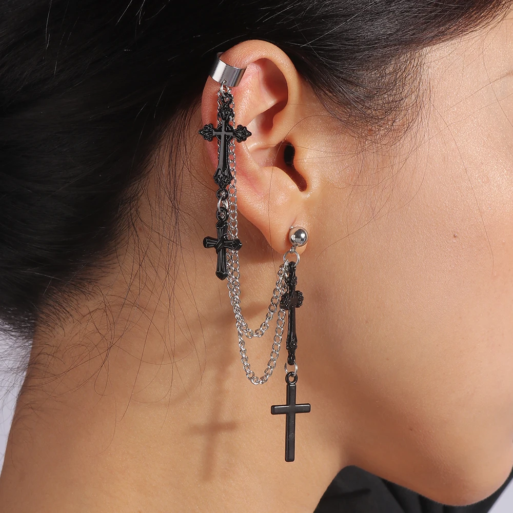 Aihua 1 Stück Mode Punk Kreuz Clip Ohrring für Teenager Frauen Männer Ohr Manschetten Zink-legierung Coole Schmuck Vintage Retro Metall ohrringe – Detail 10