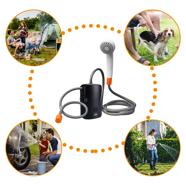 Portable Camping Shower - Rechargeable Battery Powered With 13L Bucket, 2 Shower Heads For Outdoor Use