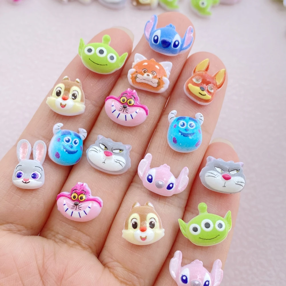 

50 Pcs New Mini Kawaii Cartoon Animal Big Eared Monster Series Resin Scrapbook Diy Bow Decor Manicure Accessories Crafts