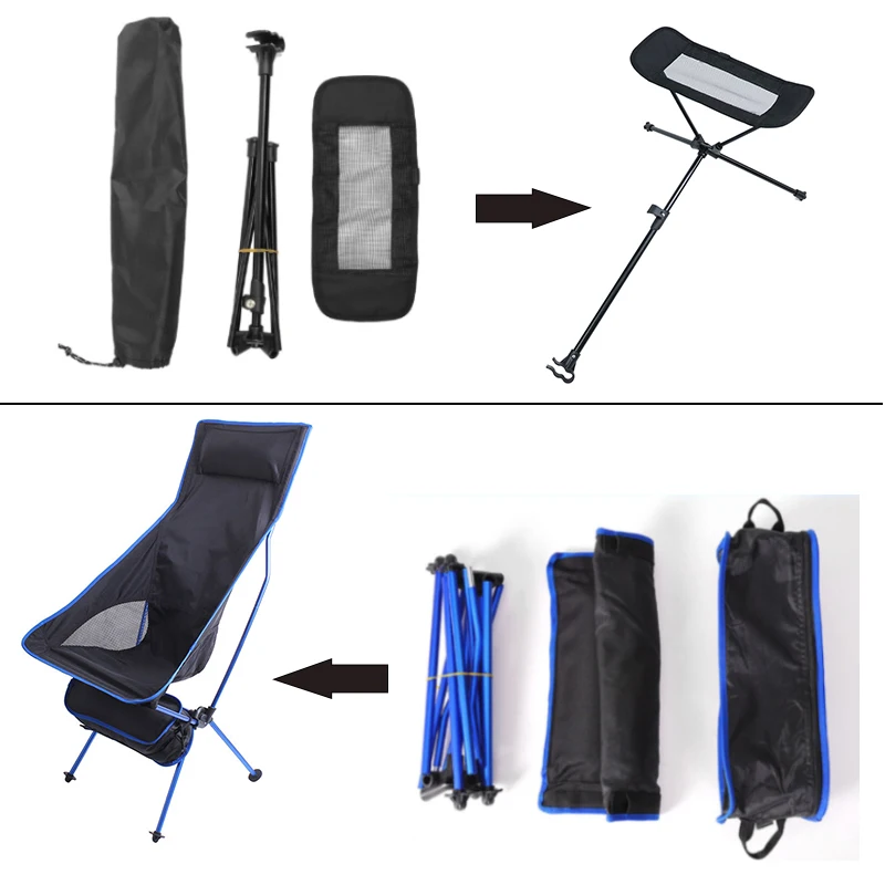 Collapsible Footstool Portable Beach Outdoor Camping Chair Fishing Foot Recliner Rest